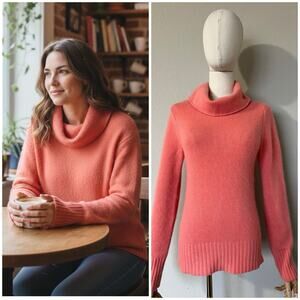 Calypso Christiane Celle Size Small 100% Cashmere Sweater Turtleneck Coral